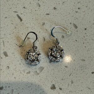 QVC diamonique Sterling Silver Halo Drop Earrings - Women Jewelry